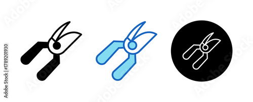 Shears Multiple Style Icon Set Collection Mixed, Blue & Line. 