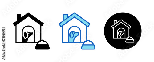 Pet Boarding Multiple Style Icon Set Collection Mixed, Blue & Line. 
