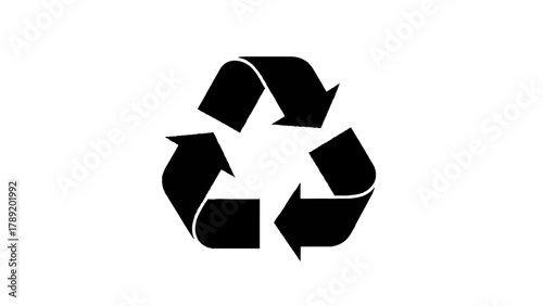 Vector illustration of black recycling symbol, on a transparent background