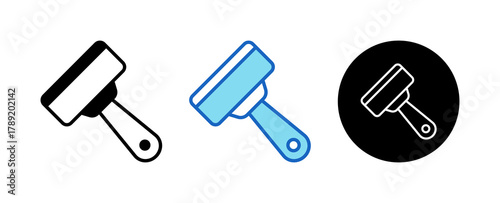 Deshedding Multiple Style Icon Set Collection Mixed, Blue & Line. 