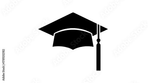 Vector illustration of black graduation cap with tassel on a transparent background