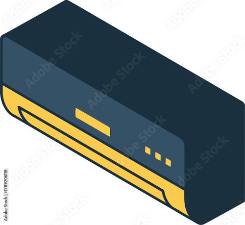 Isometric vector illustration of a modern split system air conditioner unit on a white background.