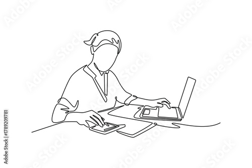 Household budget. Budget planning concept. Single line draw design. Vector graphic illustration