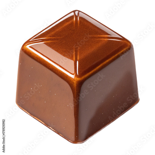 Indulge in exquisite glossy milk chocolate bonbon, a perfect square delight for gourmet desserts and luxury confectionery.
