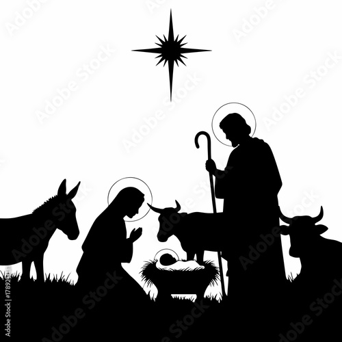 vector silhouette of the nativity scene