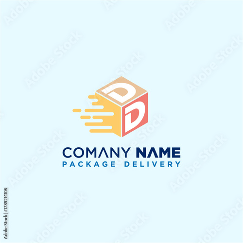 Creative DD letter speed box logo design vector template