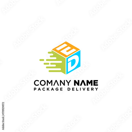 Creative ED letter speed box logo design vector template