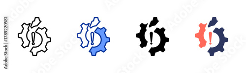 Broken Gear icon sheet multiple style collection