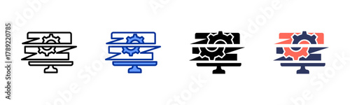 Software Glitch icon sheet multiple style collection