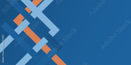 Abstract geometric background. Dynamic blue shapes composition with orange lines. Abstract background modern hipster futuristic graphic simple abstract modern design