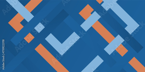 Abstract geometric background. Dynamic blue shapes composition with orange lines. Abstract background modern hipster futuristic graphic simple abstract modern