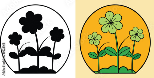Vibrant green clover flowers bloom in a cheerful, sunny circle, perfect for spring celebrations and lucky charms