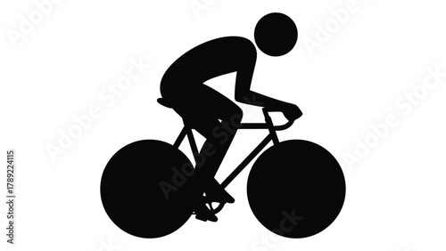 Cyclist silhouette isolated on white background, Vector