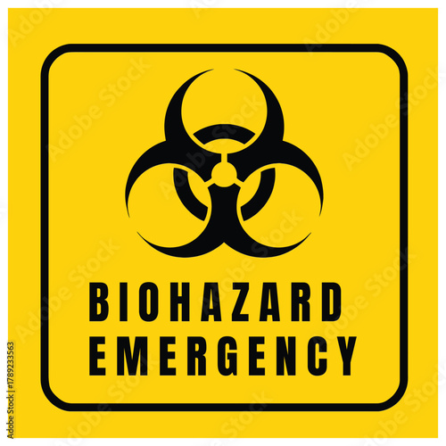 Biohazard Emergency Warning Sign in Bold Yellow and Black Colors for Safety Protocols and Awareness