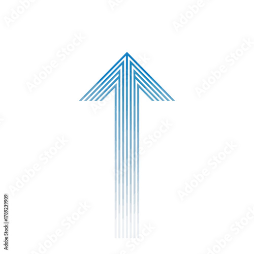 Stylish linear blue arrow icon illustrating continuous progress, innovative growth, and future aspirations in a sleek, modern design, symbolizing success and forward momentum