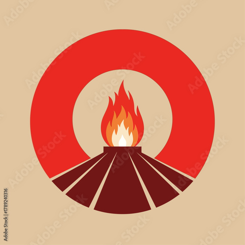 Eternal Flame Monument Vector Graphic - A Symbol of Remembrance and Victory