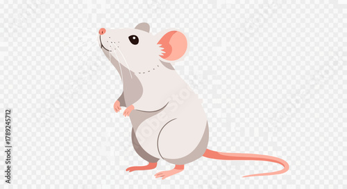 Cute Minimalist Mouse Standing Illustration - Curious Rodent Art