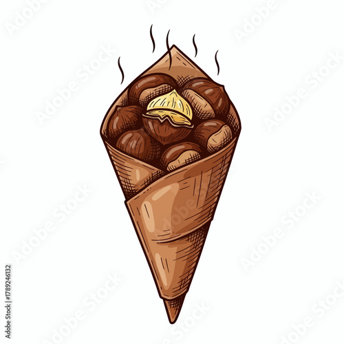 Roasted chestnuts in paper cone