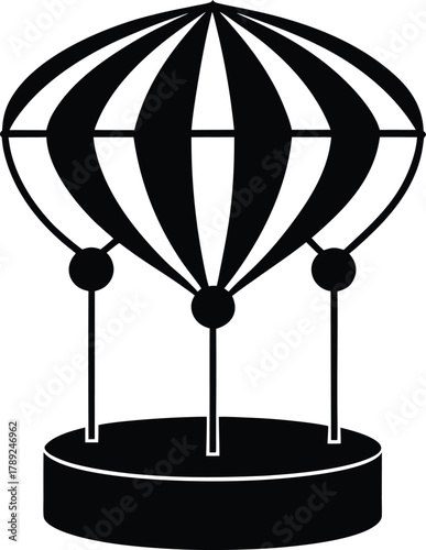 Hot air balloon basket ride amusement park festival event icon isolated