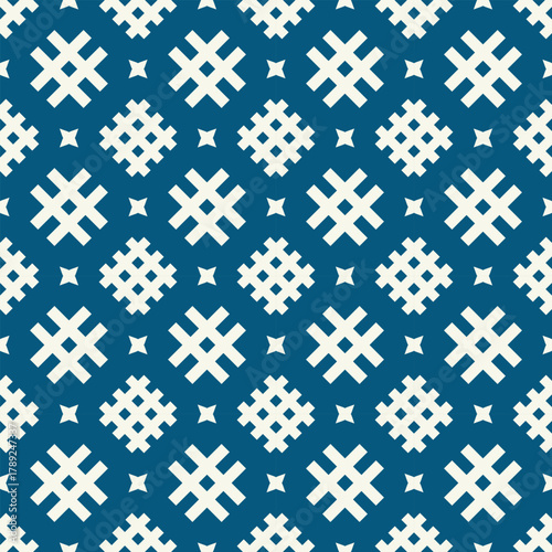 Minimal Dark Blue Geometric Cross Seamless Pattern