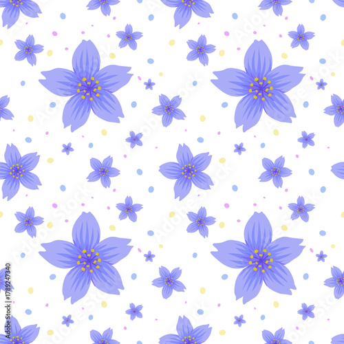 Cute Purple Ditsy Floral Seamless Pattern Background