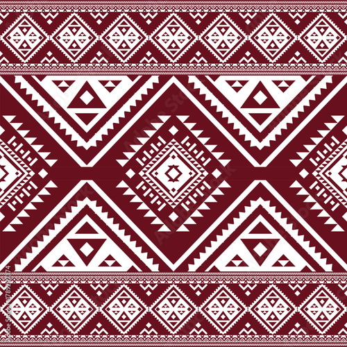 Maroon Tribal Geometric Diamond Seamless Pattern