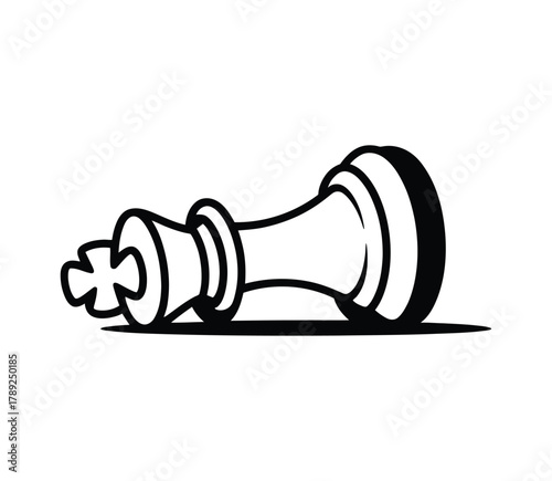 Fallen Chess King Icon: Defeat, Checkmate, Business Loss Symbol
