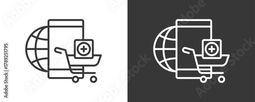 Mobile Shopping Icon Set Vector Collection Isolated In Black And White