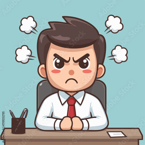 Cartoon illustration of a very angry businessman