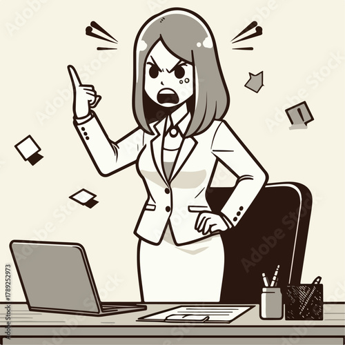 Cartoon illustration of a very angry businessman