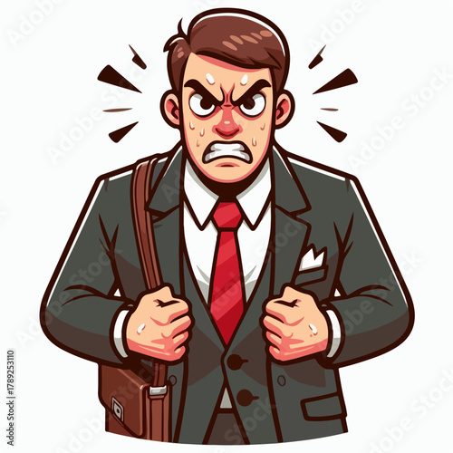 Cartoon illustration of an angry businessman