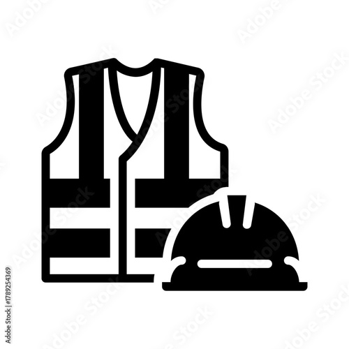 Vector solid black icon for Worker safety