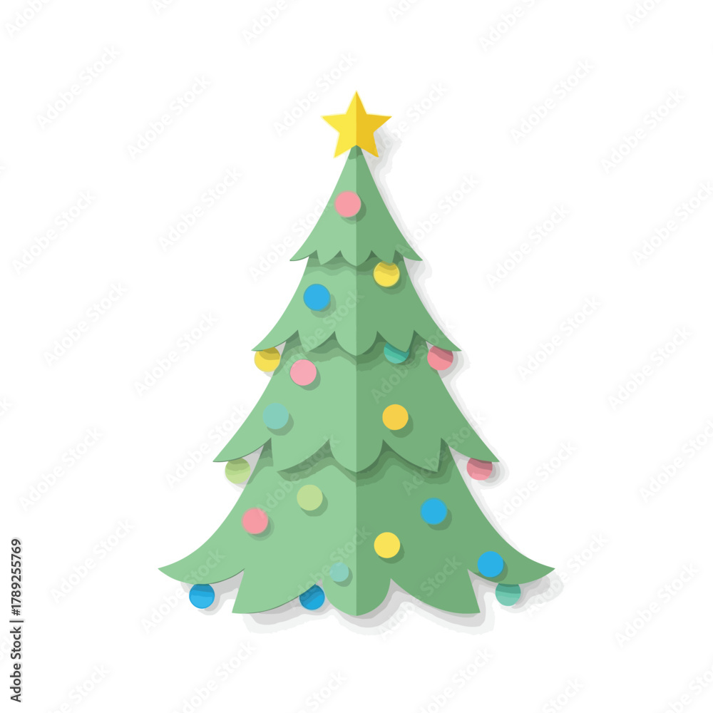 Obraz premium Light Blue Christmas Tree Vector Illustration with Elegant Decoration Style