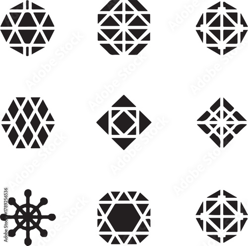 Set of abstract geometric design symbols