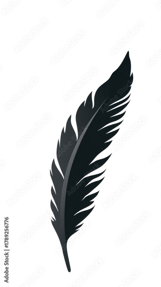 Obraz premium Graceful white feather bird isolated pen clip art, pure literature symbol of peace, purity, and mystic tenderness with justice, pen, handwriting