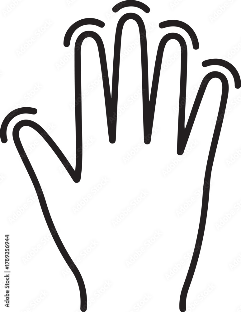 Obraz premium Open Hand Gesture Simple Black Outline