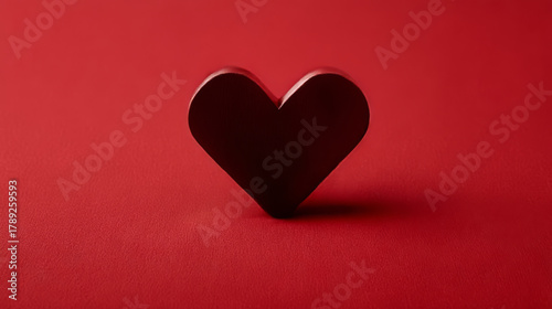 Dark red heart shape, romantic and intense, expressing love or passion, on a vibrant red textured background