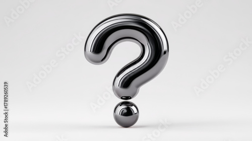 Gleaming chrome question mark, seeking answers, against a clean white background.