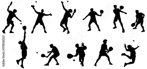 Padel Tennis Players Silhouette Vector Set