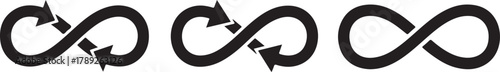 Black infinity loop arrows symbol infinity symbol cycle