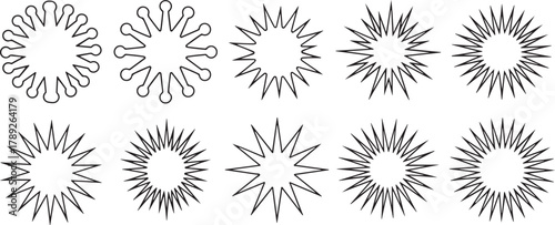 Wallpaper Mural Black starburst outlines on white background explosion radial Torontodigital.ca