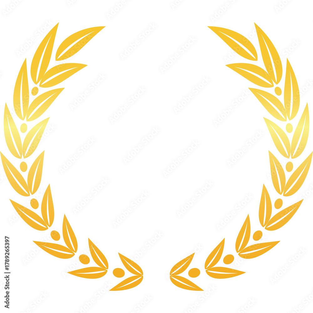 Obraz premium Golden Laurel Wreath Circular Decoration With Gradient Effect And Transparent Background