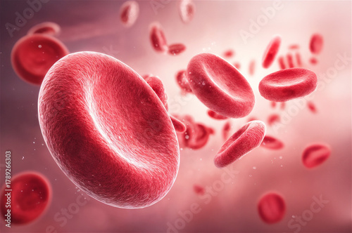 Red blood cells bloodstream macro medical background health biology microscopic science circulation flow 3D render