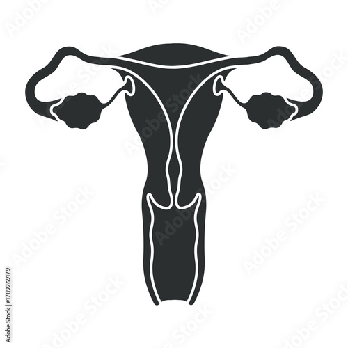 Uterus logo flat design, uterus icon. Female reproductive organ, simple hand drawn organ vector illustration, flat design element. Illustration design for, logo, symbol, icon, and emblem.	