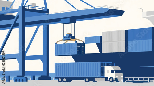 Container Truck Illustrator Artwork Banner Background Design Template 