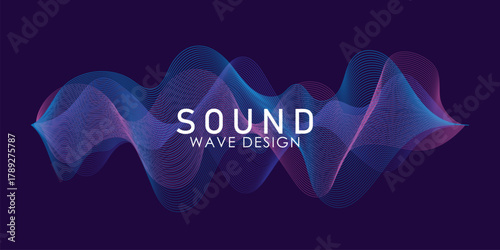 Music waves with glowing frequency lines. Sound abstract background