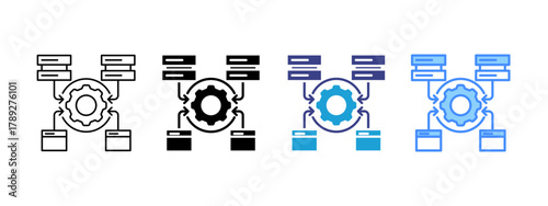 Integrated System icon set multiple style collection