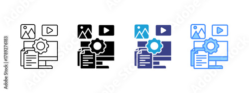 Content Management icon set multiple style collection