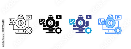 Digital Asset Management icon set multiple style collection