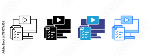 Content Plan icon set multiple style collection